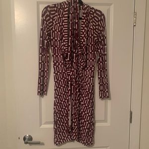 Purple + White Banana Republic wrap dress